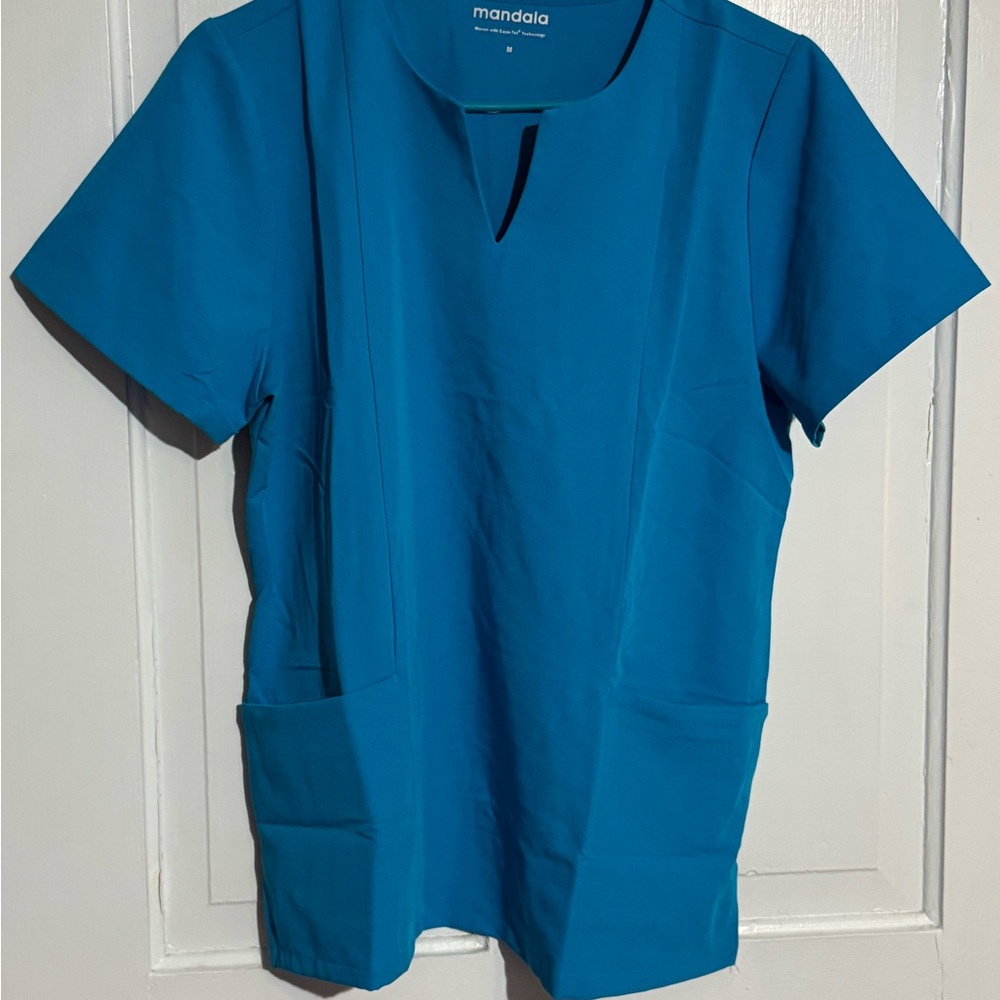 Mandala Womens Notch Collar Scrub Top